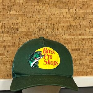 VTG Bass Pro Shops Trucker Hat Mesh Snapback Cap Dark Green One Size Fits Most